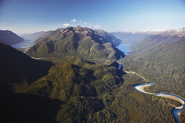 Hollyford Track - Lower Hollyford Valley, Lake McKerrow (L) & Lake Alabaster (R)